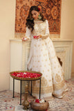 Chand Off-White Chiffon Frock with Silk Lehenga & Dupatta For Women
