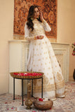Chand Off-White Chiffon Frock with Silk Lehenga & Dupatta For Women
