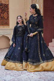 Sitara Black Embroidered Lehenga Choli For Mother & Daughter