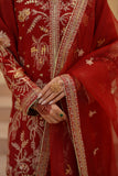 Gulrung Red Premium Raw Silk Short Shirt & Sharara For Women
