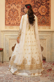 Chand Off-White Chiffon Frock with Silk Lehenga & Dupatta For Women
