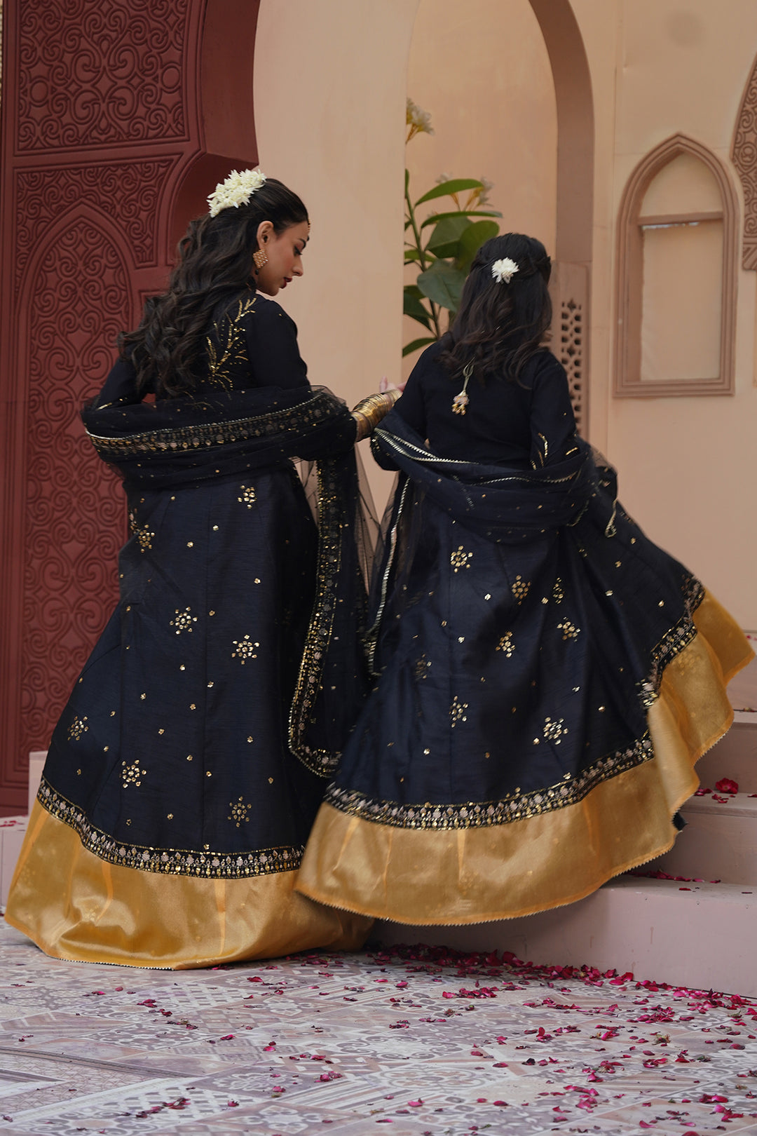 Sitara Black Embroidered Lehenga Choli For Mother & Daughter