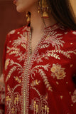 Gulrung Red Premium Raw Silk Short Shirt & Sharara For Women