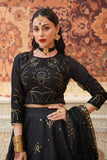Sitara Black Chiffon Lehenga Choli with Sitari Net Dupatta For Women