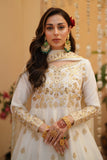 Chand Off-White Chiffon Frock with Silk Lehenga & Dupatta For Women