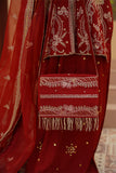 Gulrung Red Premium Raw Silk Short Shirt & Sharara For Women