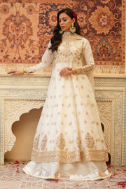 Chand Off-White Chiffon Frock with Silk Lehenga & Dupatta For Women
