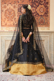 Sitara Black Chiffon Lehenga Choli with Sitari Net Dupatta For Women