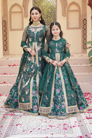 Gul Forest Green Embroidered Maxi with Gown For Mother & Daughter