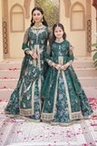 Gul Forest Green Embroidered Maxi with Gown For Mother & Daughter