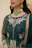 Gul Forest Green Luxury Silk Maxi with Gown & Dupatta For Women