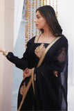 Black Luxury Tussle Silk Shirt & Sharara with Dupatta For Women