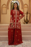Gulrung Red Premium Raw Silk Short Shirt & Sharara For Women