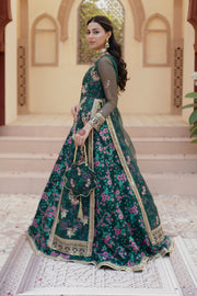 Gul Forest Green Luxury Silk Maxi with Gown & Dupatta For Women