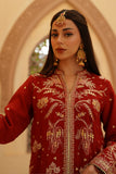 Gulrung Red Premium Raw Silk Short Shirt & Sharara For Women