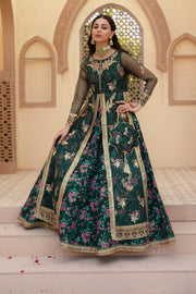 Gul Forest Green Luxury Silk Maxi with Gown & Dupatta For Women