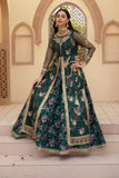 Gul Forest Green Luxury Silk Maxi with Gown & Dupatta For Women