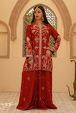 Gulrung Red Premium Raw Silk Short Shirt & Sharara For Women