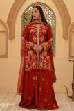 Gulrung Red Premium Raw Silk Short Shirt & Sharara For Women