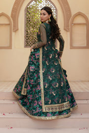 Gul Forest Green Luxury Silk Maxi with Gown & Dupatta For Women