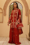 Gulrung Red Premium Raw Silk Short Shirt & Sharara For Women