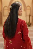 Gulrung Red Premium Raw Silk Short Shirt & Sharara For Women