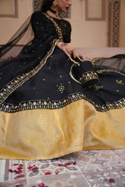 Sitara Black Chiffon Lehenga Choli with Sitari Net Dupatta For Women