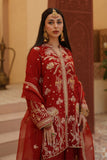 Gulrung Red Premium Raw Silk Short Shirt & Sharara For Women