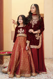 ZEBA Royal Maroon Velvet Shirt & Sharara Set For Mother & Daughter