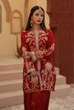 Gulrung Red Premium Raw Silk Short Shirt & Sharara For Women
