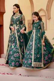 Gul Forest Green Embroidered Maxi with Gown For Mother & Daughter