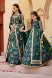 Gul Forest Green Embroidered Maxi with Gown For Mother & Daughter