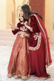 ZEBA Royal Maroon Velvet Shirt & Sharara Set For Mother & Daughter