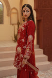 Gulrung Red Premium Raw Silk Short Shirt & Sharara For Women