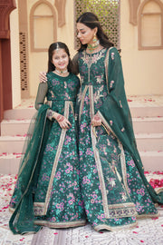 Gul Forest Green Embroidered Maxi with Gown For Mother & Daughter