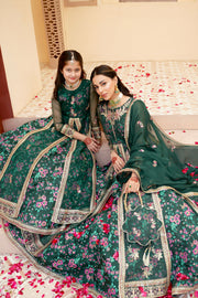 Gul Forest Green Embroidered Maxi with Gown For Mother & Daughter