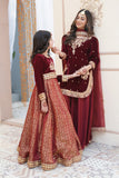 ZEBA Royal Maroon Velvet Shirt & Sharara Set For Mother & Daughter