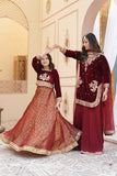 ZEBA Royal Maroon Velvet Shirt & Sharara Set For Mother & Daughter
