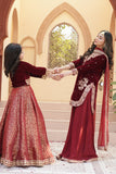 ZEBA Royal Maroon Velvet Shirt & Sharara Set For Mother & Daughter