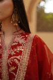 Gulrung Red Premium Raw Silk Short Shirt & Sharara For Women