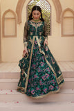 Gul Forest Green Luxury Silk Maxi with Gown & Dupatta For Women