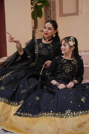 Sitara Black Embroidered Lehenga Choli For Mother & Daughter