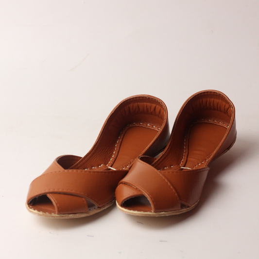 Caramel Peshawari Cut Jutti – Brown For Women