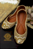 Golden Jutties with Sequin and Zardozi Embroidery For Women