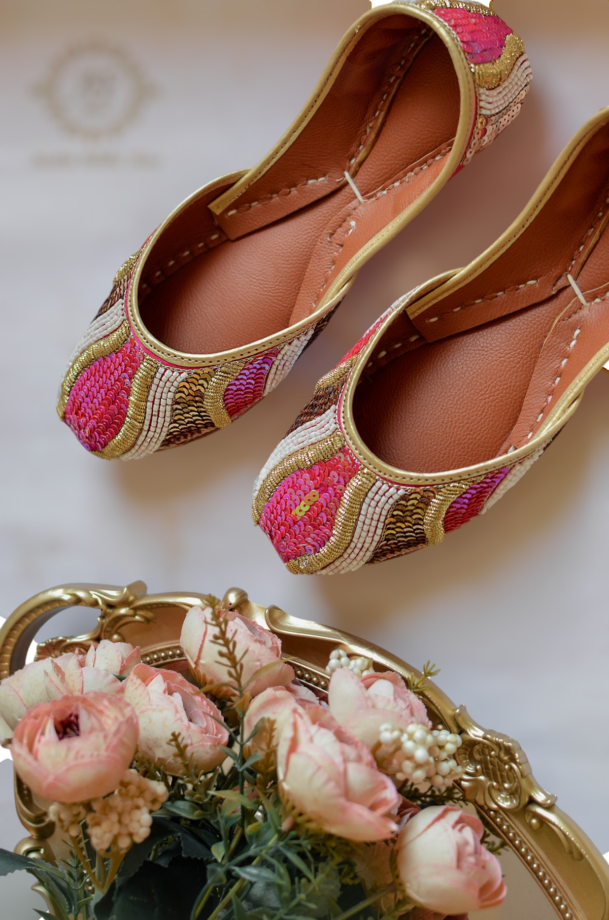 Fuchsia Khussa with Sequin and Zardozi Embroidery For Women
