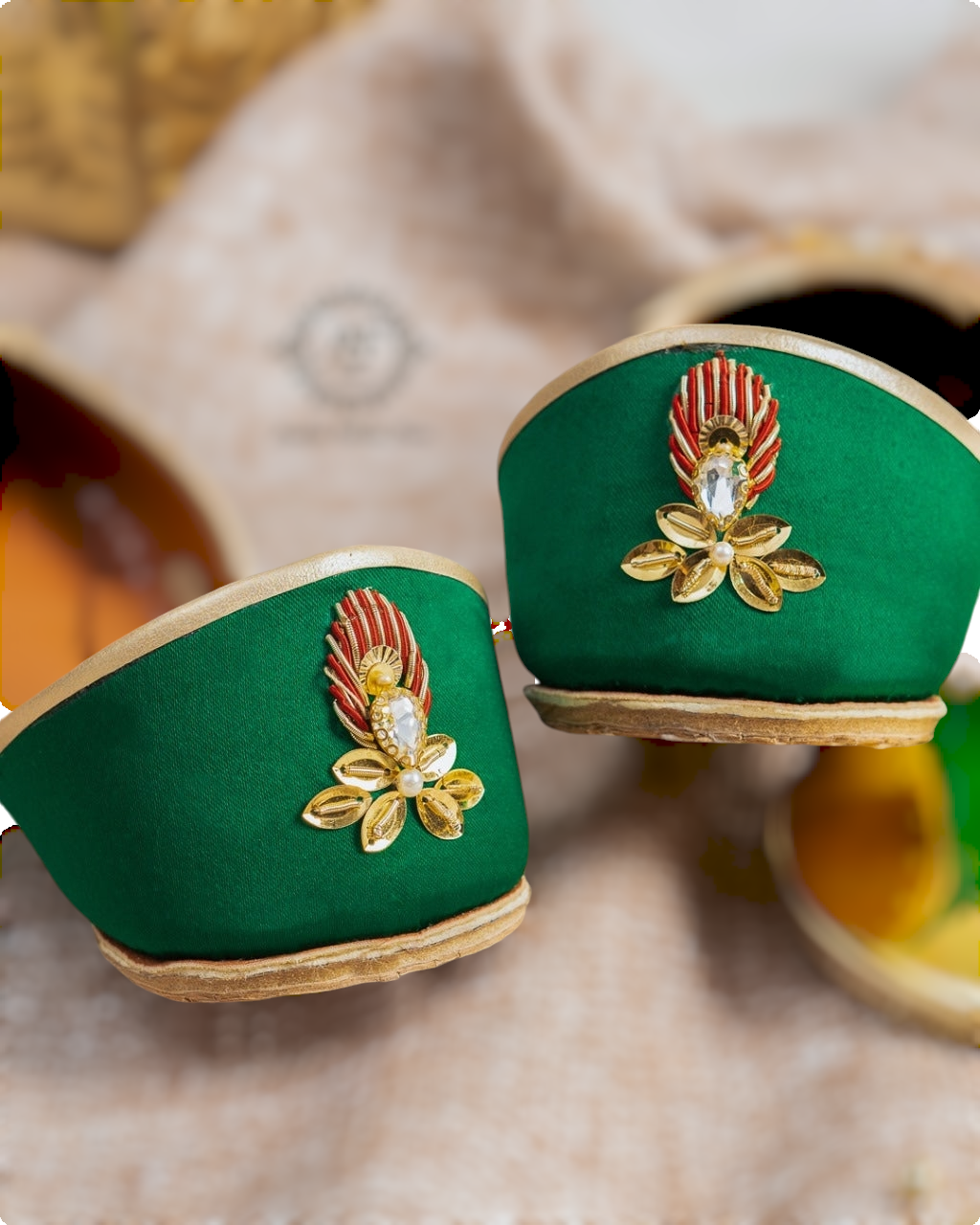 Emerald Green Khussa with Zardozi Work For Women