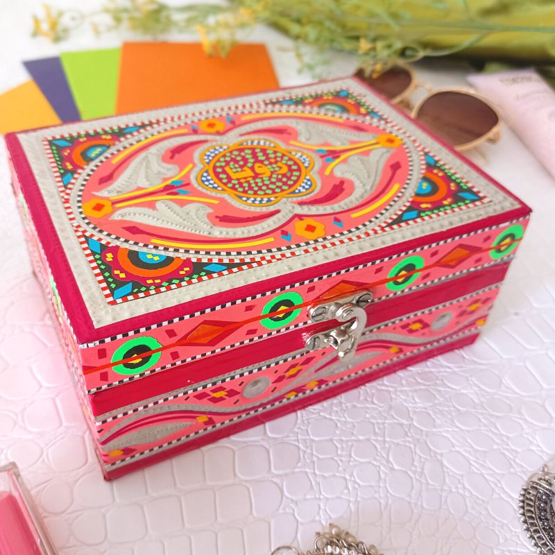 Pink Truck-Art Wooden Jewelry Box