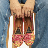 Pink Perfection Floral Canvas Lace-Up Flats For Women