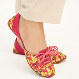 Pink Perfection Floral Canvas Lace-Up Flats For Women