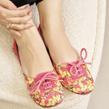 Pink Perfection Floral Canvas Lace-Up Flats For Women